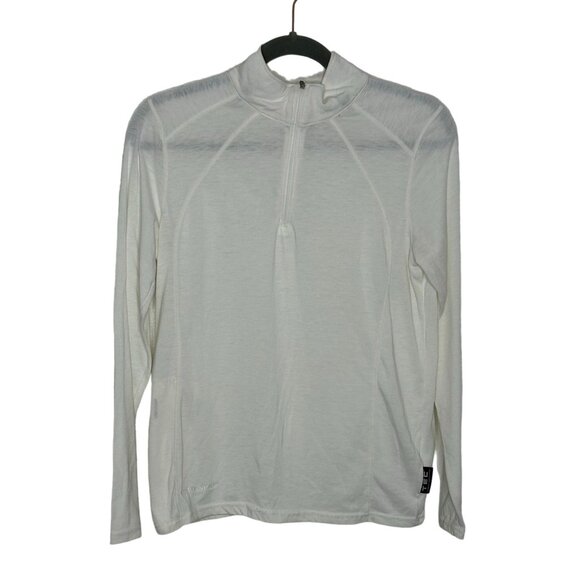 ScotteVest 1/4 Zip Pullover Shirt Size L White Long Sleeve Tech Pockets‎ Travel - Picture 1 of 9